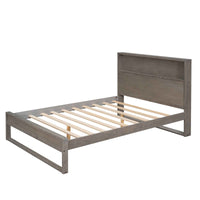 Full Size Platform Bed with Storage Headboard and Charging Ports