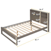 Full Size Platform Bed with Storage Headboard and Charging Ports