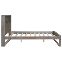 Full Size Platform Bed with Storage Headboard and Charging Ports