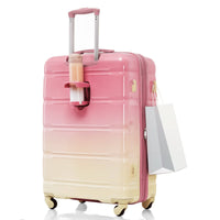 Furnistra 3-Piece Gradient Pink Expandable Hardside Luggage Set with USB Port and Cup Holder USA