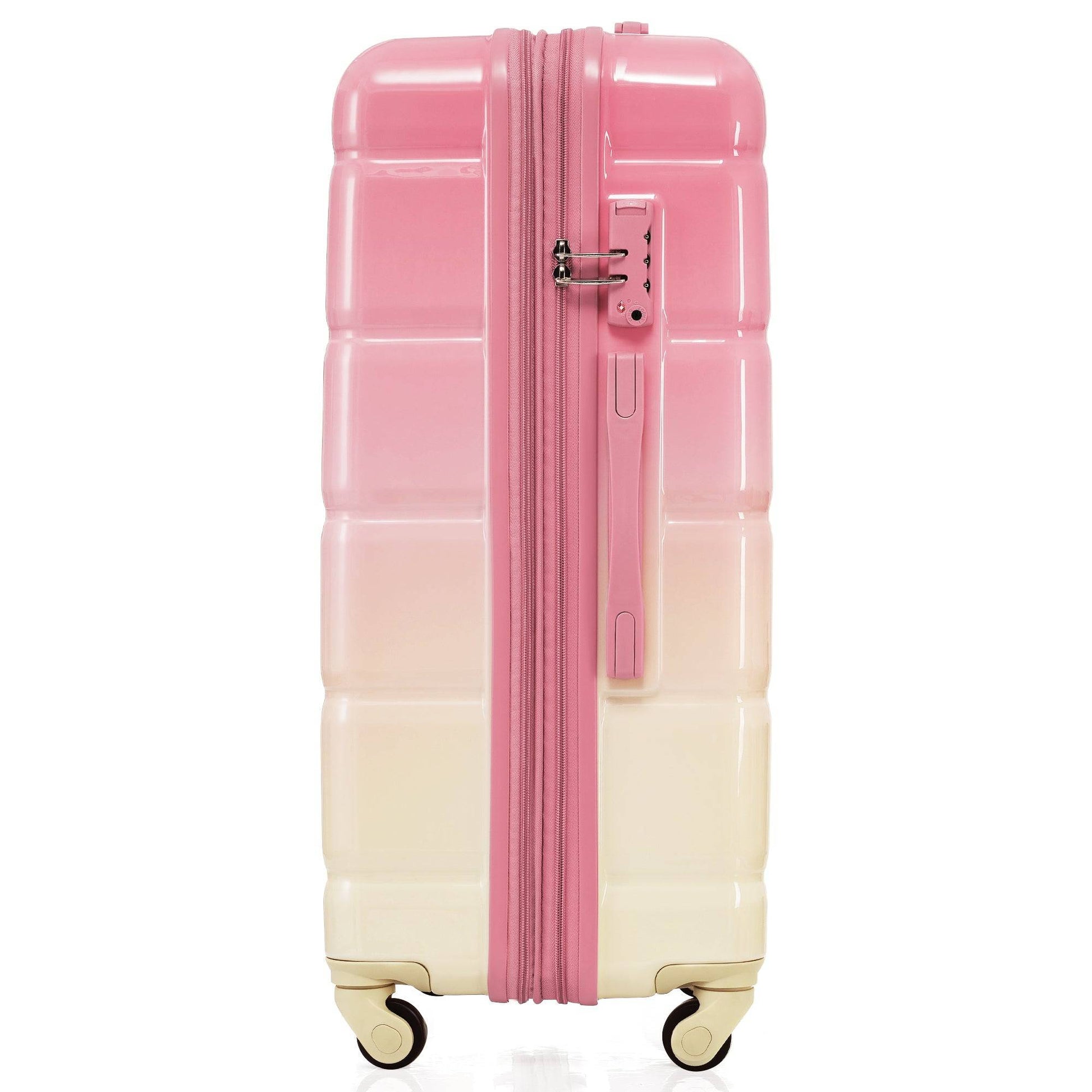 Furnistra 3-Piece Gradient Pink Expandable Hardside Luggage Set with USB Port and Cup Holder USA