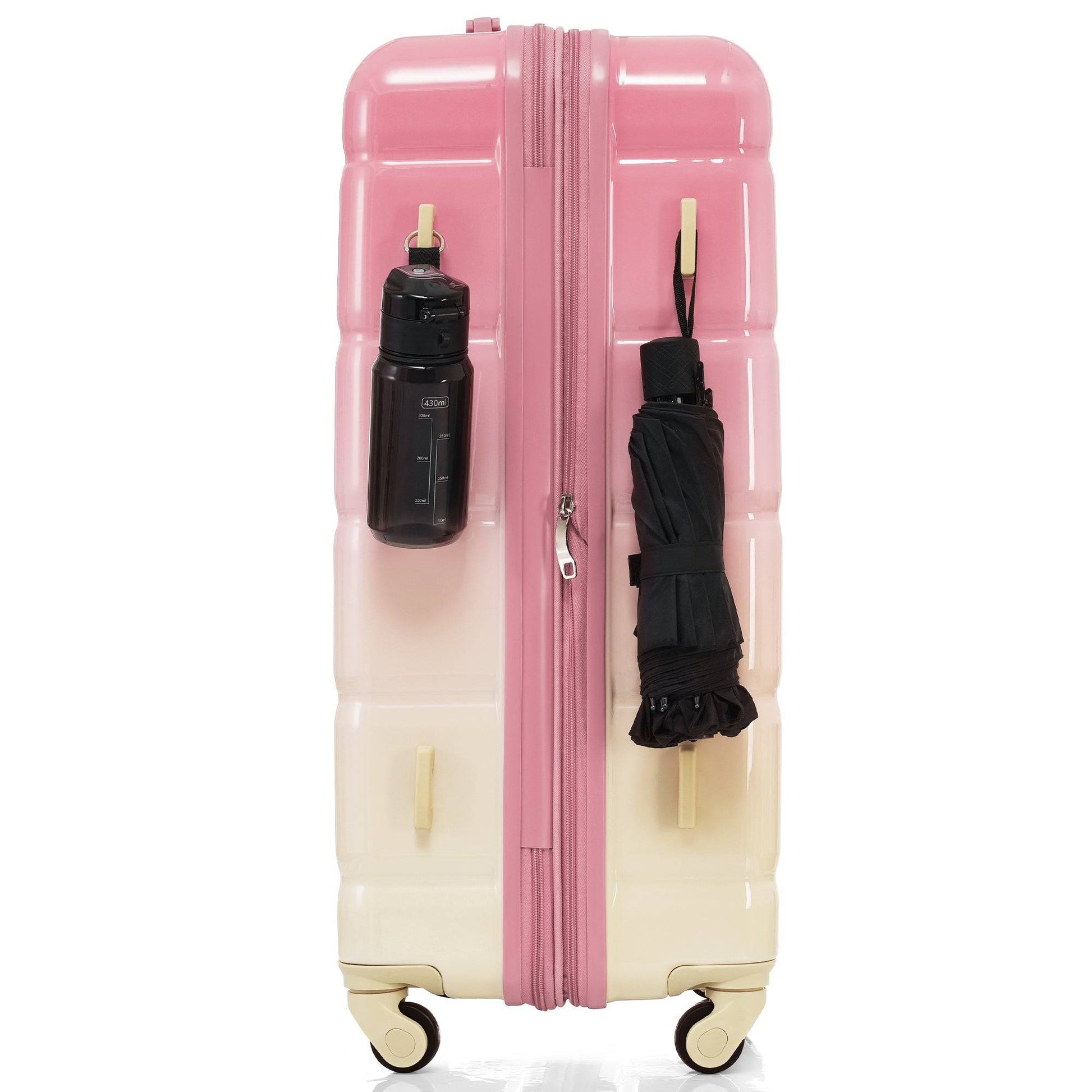 Furnistra 3-Piece Gradient Pink Expandable Hardside Luggage Set with USB Port and Cup Holder USA