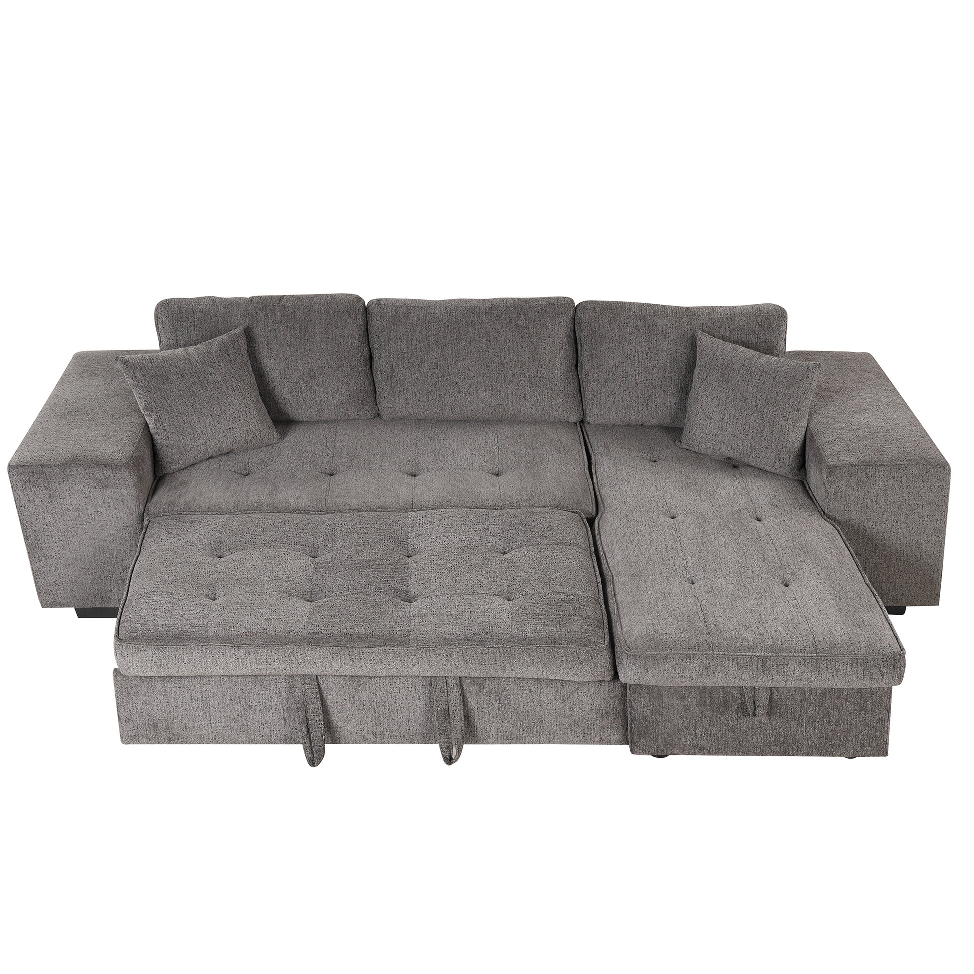 Furnistra 3-Piece Modern L-Shaped Sectional Sofa with Storage Chaise and Stools USA