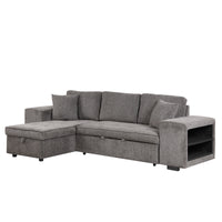 Furnistra 3-Piece Modern L-Shaped Sectional Sofa with Storage Chaise and Stools USA