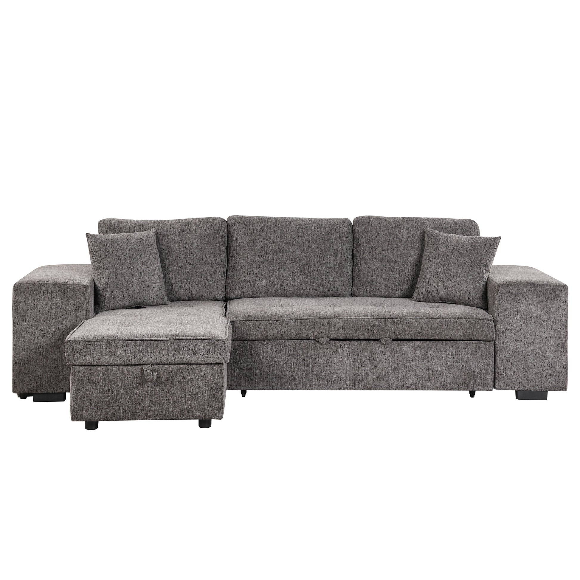 Furnistra 3-Piece Modern L-Shaped Sectional Sofa with Storage Chaise and Stools USA