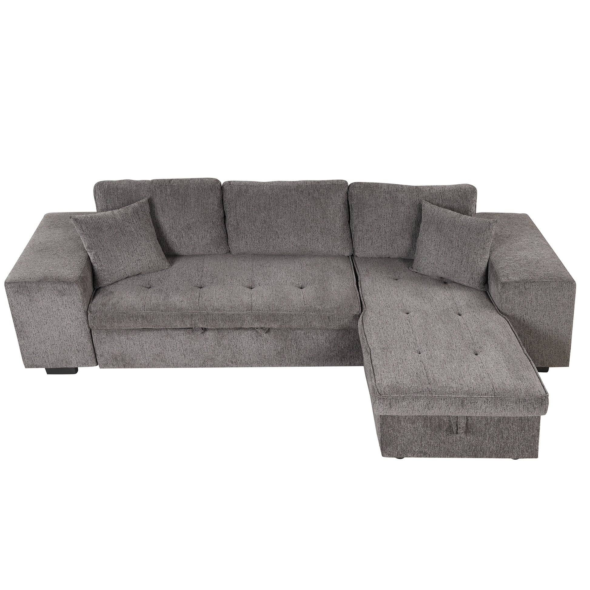 Furnistra 3-Piece Modern L-Shaped Sectional Sofa with Storage Chaise and Stools USA