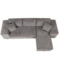 Furnistra 3-Piece Modern L-Shaped Sectional Sofa with Storage Chaise and Stools USA