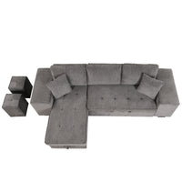 Furnistra 3-Piece Modern L-Shaped Sectional Sofa with Storage Chaise and Stools USA