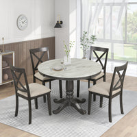 Furnistra 5-Piece Solid Wood Dining Table and Chair Set for 4 Persons USA