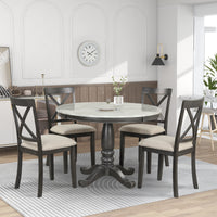 Furnistra 5-Piece Solid Wood Dining Table and Chair Set for 4 Persons USA