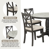 Furnistra 5-Piece Solid Wood Dining Table and Chair Set for 4 Persons USA