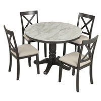 Furnistra 5-Piece Solid Wood Dining Table and Chair Set for 4 Persons USA