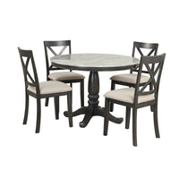 Furnistra 5-Piece Solid Wood Dining Table and Chair Set for 4 Persons USA