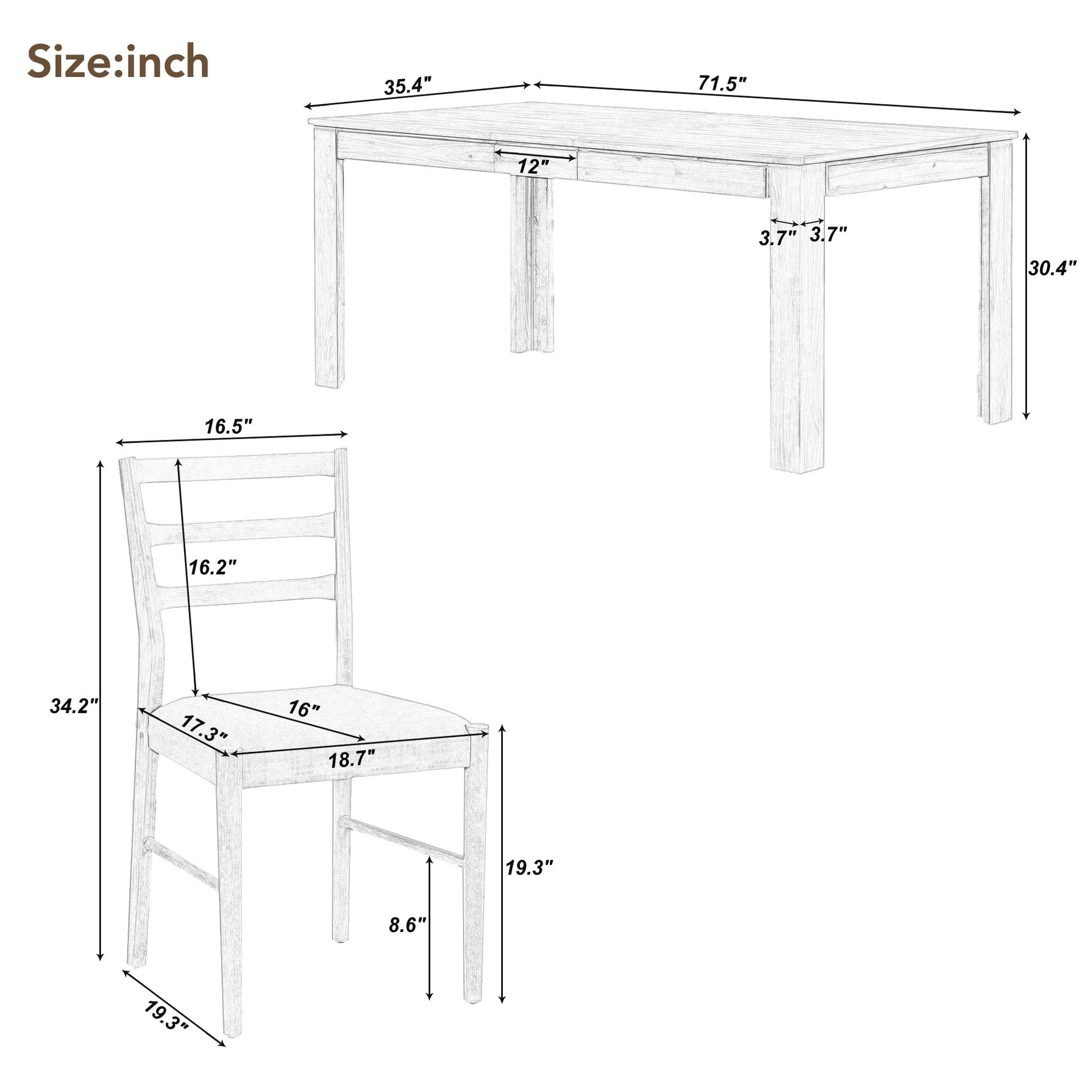 Furnistra 7-Piece Extendable Dining Set with Cushioned Chairs USA