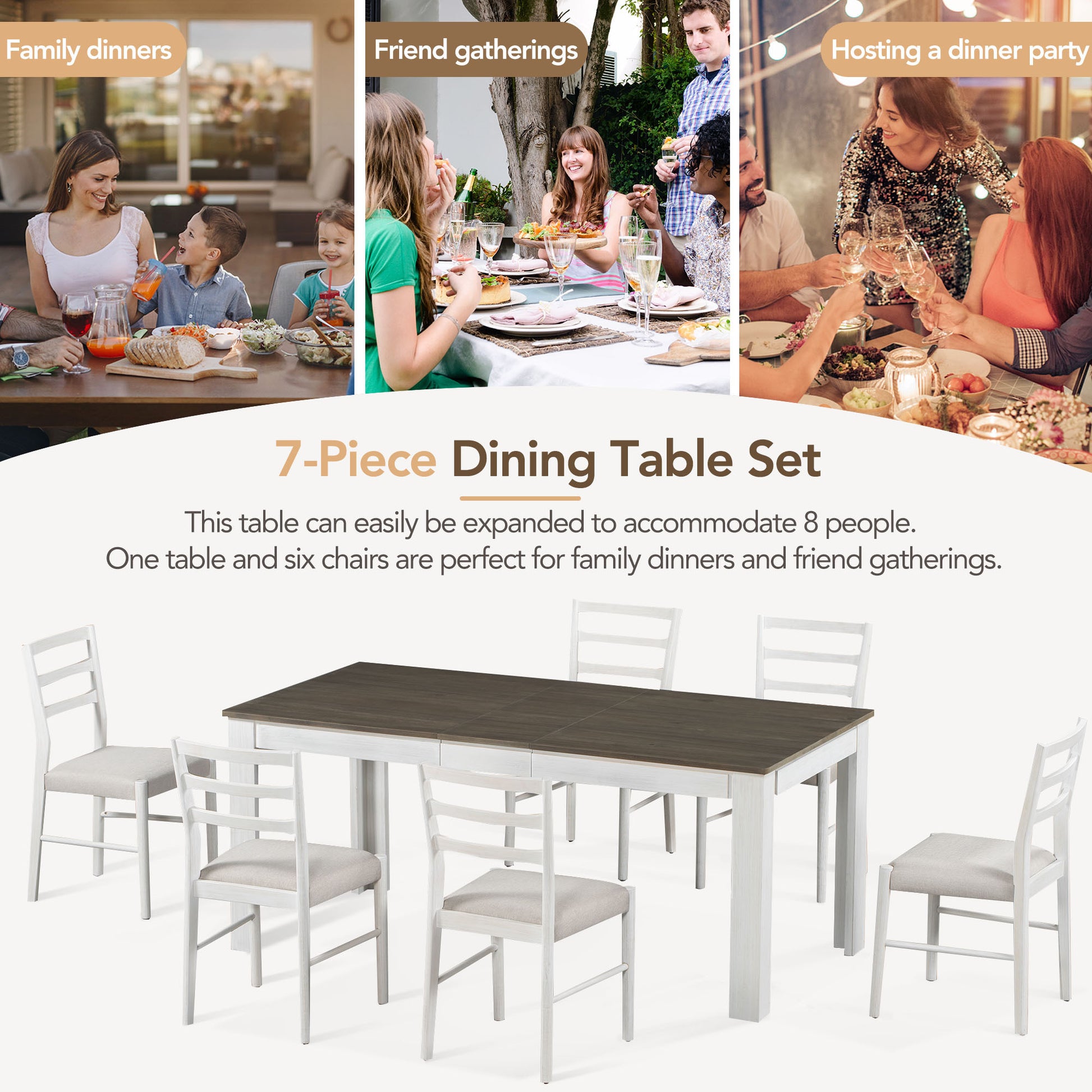 Furnistra 7-Piece Extendable Dining Set with Cushioned Chairs USA