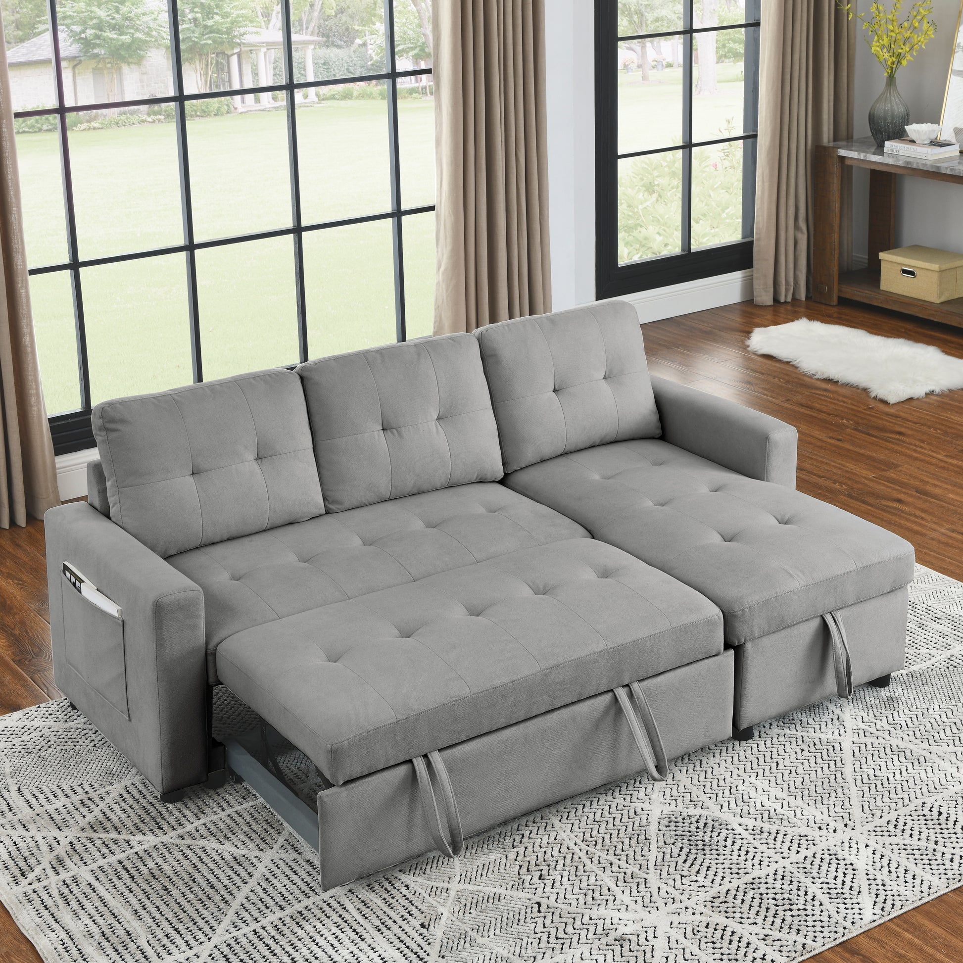 Furnistra Convertible Sofa Bed with Storage Chaise USA