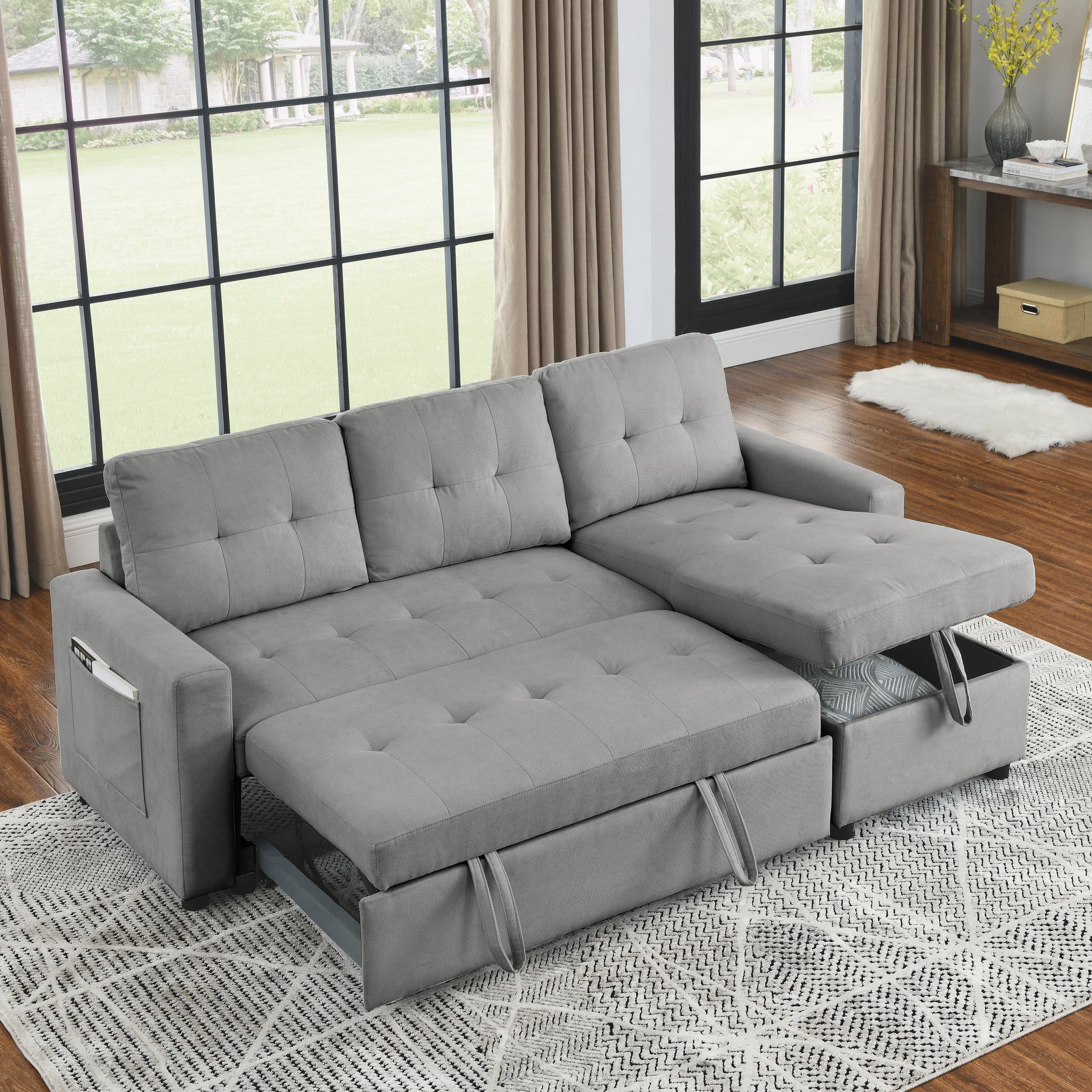 Furnistra Convertible Sofa Bed with Storage Chaise USA