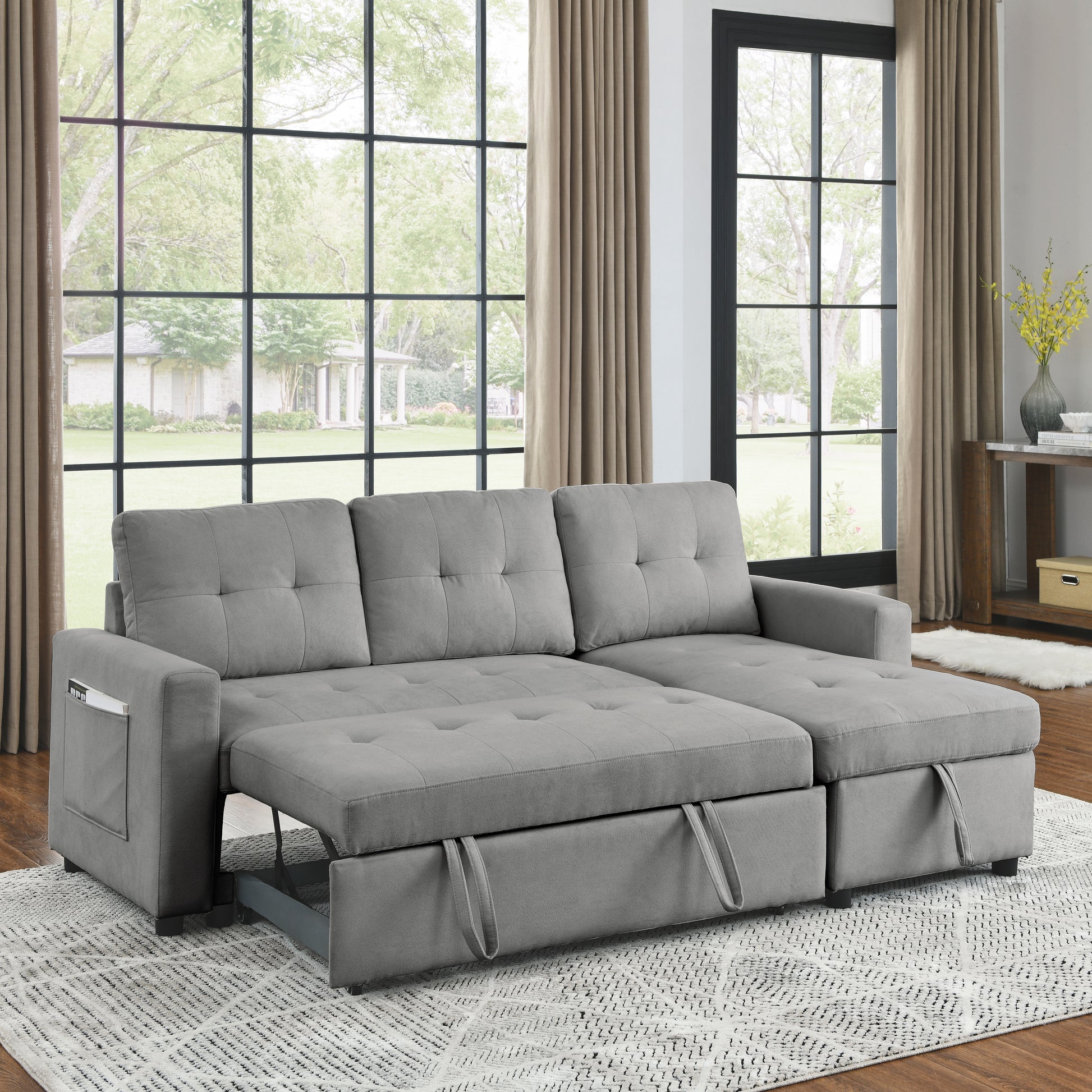 Furnistra Convertible Sofa Bed with Storage Chaise USA