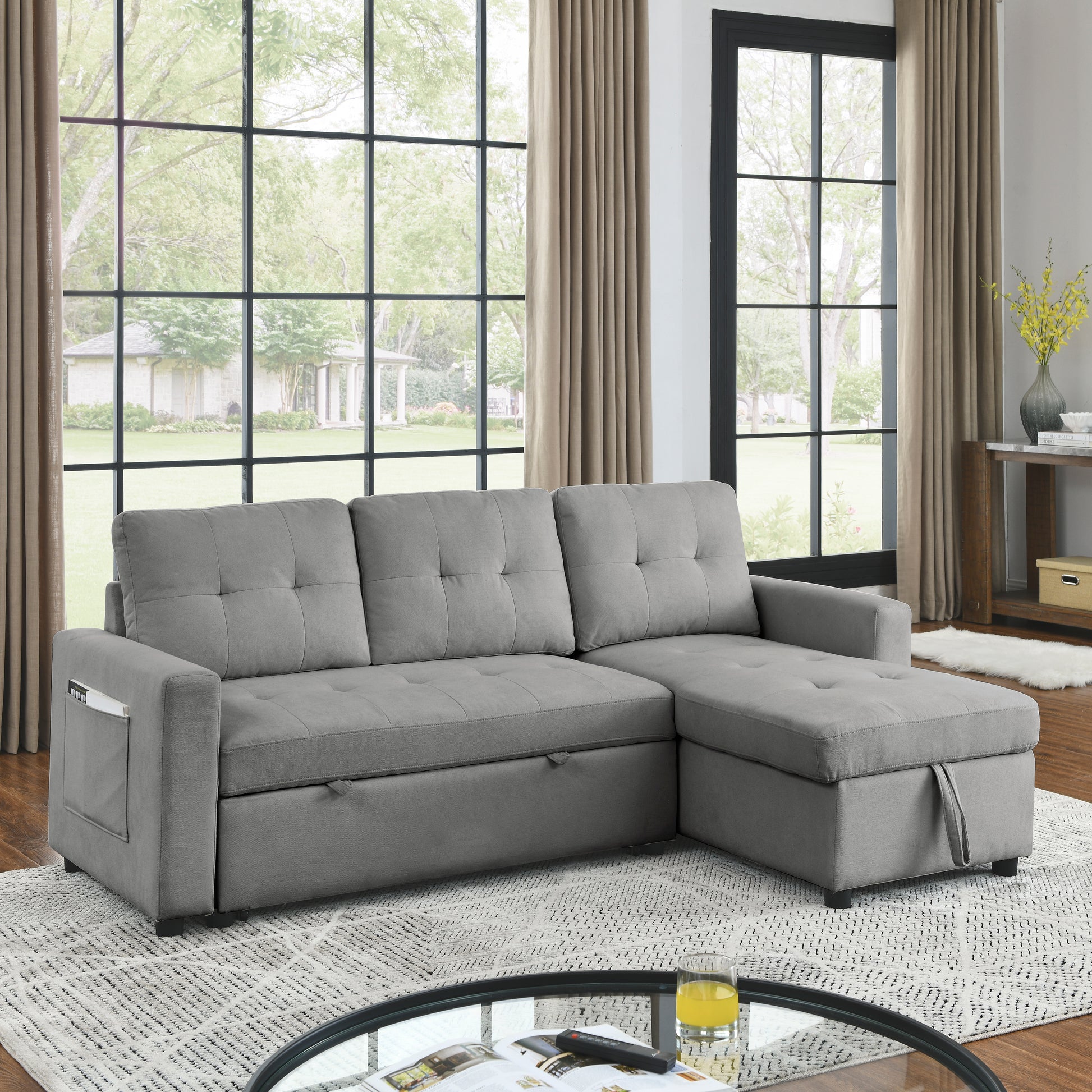 Furnistra Convertible Sofa Bed with Storage Chaise USA