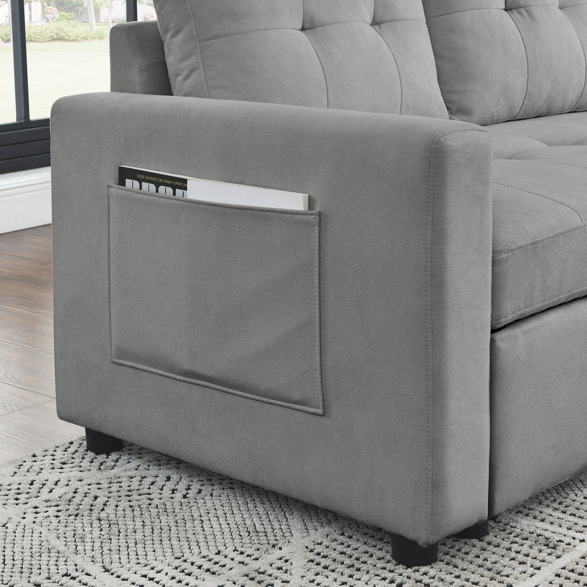 Furnistra Convertible Sofa Bed with Storage Chaise USA