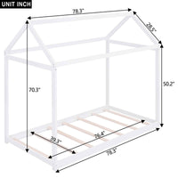 Furnistra House Frame Twin Size Wooden Bed in White- USA