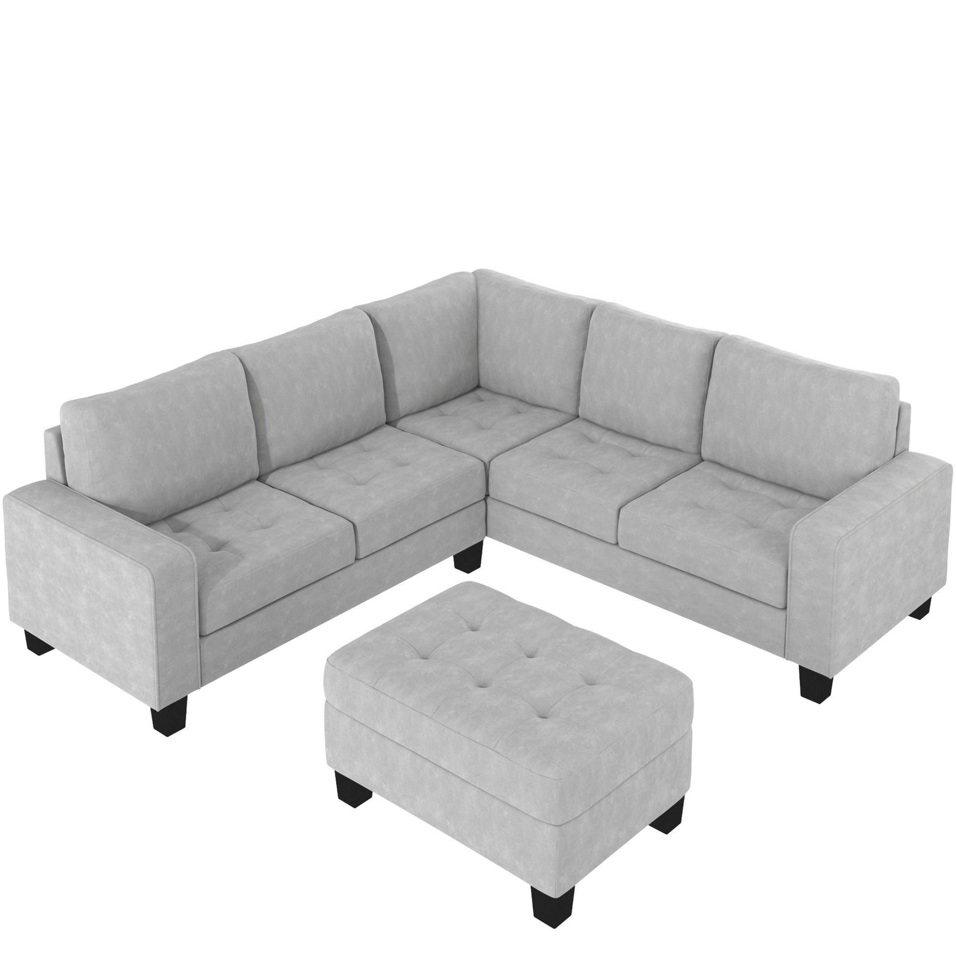 Furnistra L-Shaped Modular Sectional Sofa with Storage Ottoman USA