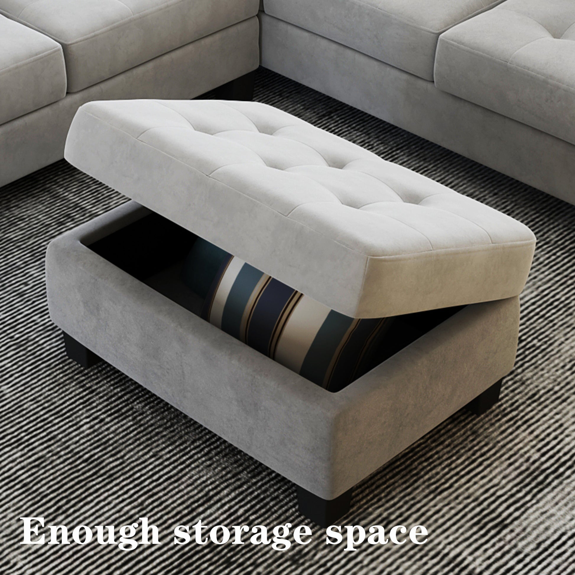 Furnistra L-Shaped Modular Sectional Sofa with Storage Ottoman USA