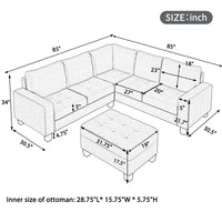 Furnistra L-Shaped Modular Sectional Sofa with Storage Ottoman USA