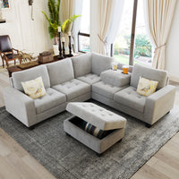 Furnistra L-Shaped Modular Sectional Sofa with Storage Ottoman USA