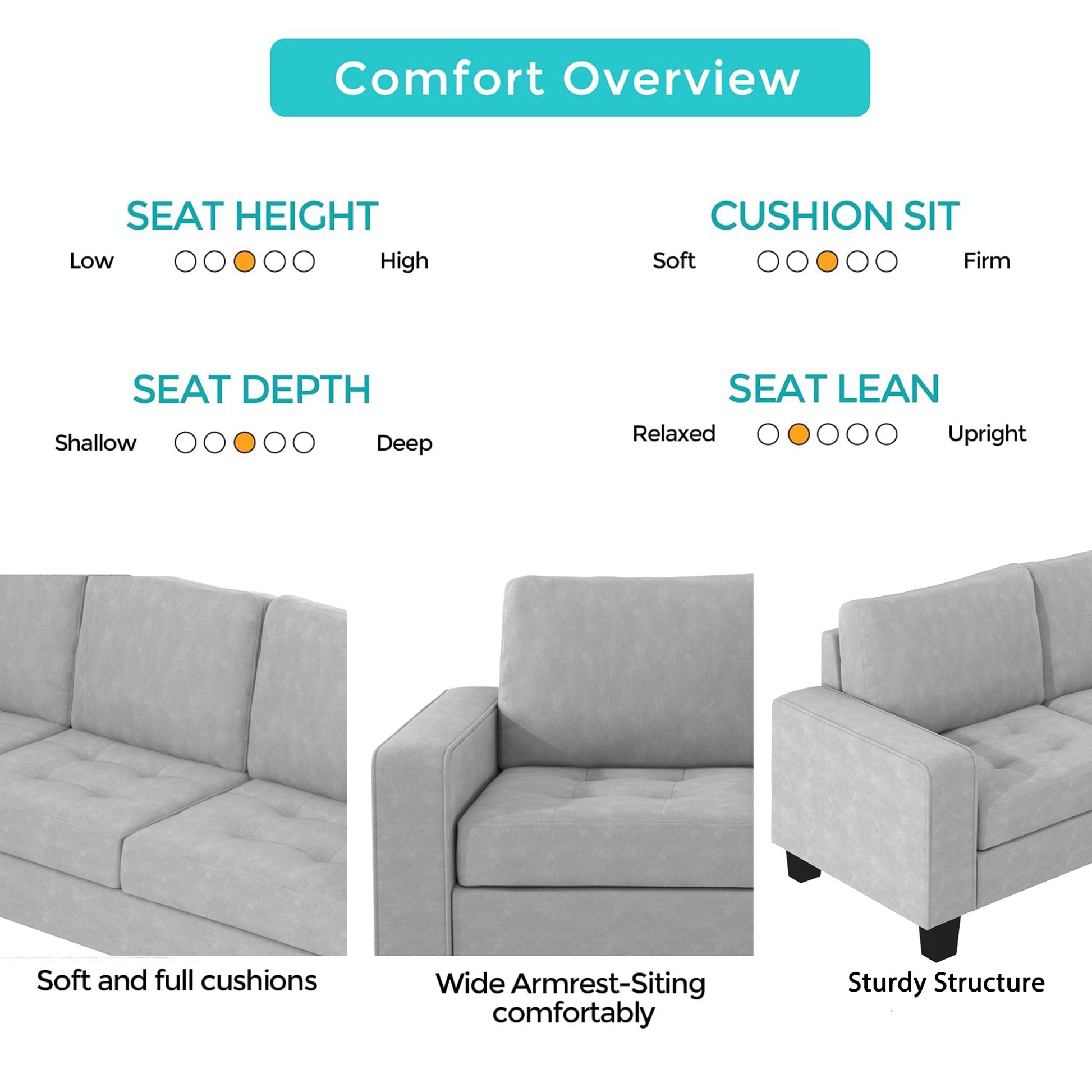 Furnistra L-Shaped Modular Sectional Sofa with Storage Ottoman USA