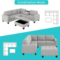 Furnistra L-Shaped Modular Sectional Sofa with Storage Ottoman USA