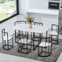 Furnistra Modern 7-Piece Marble Dining Set USA