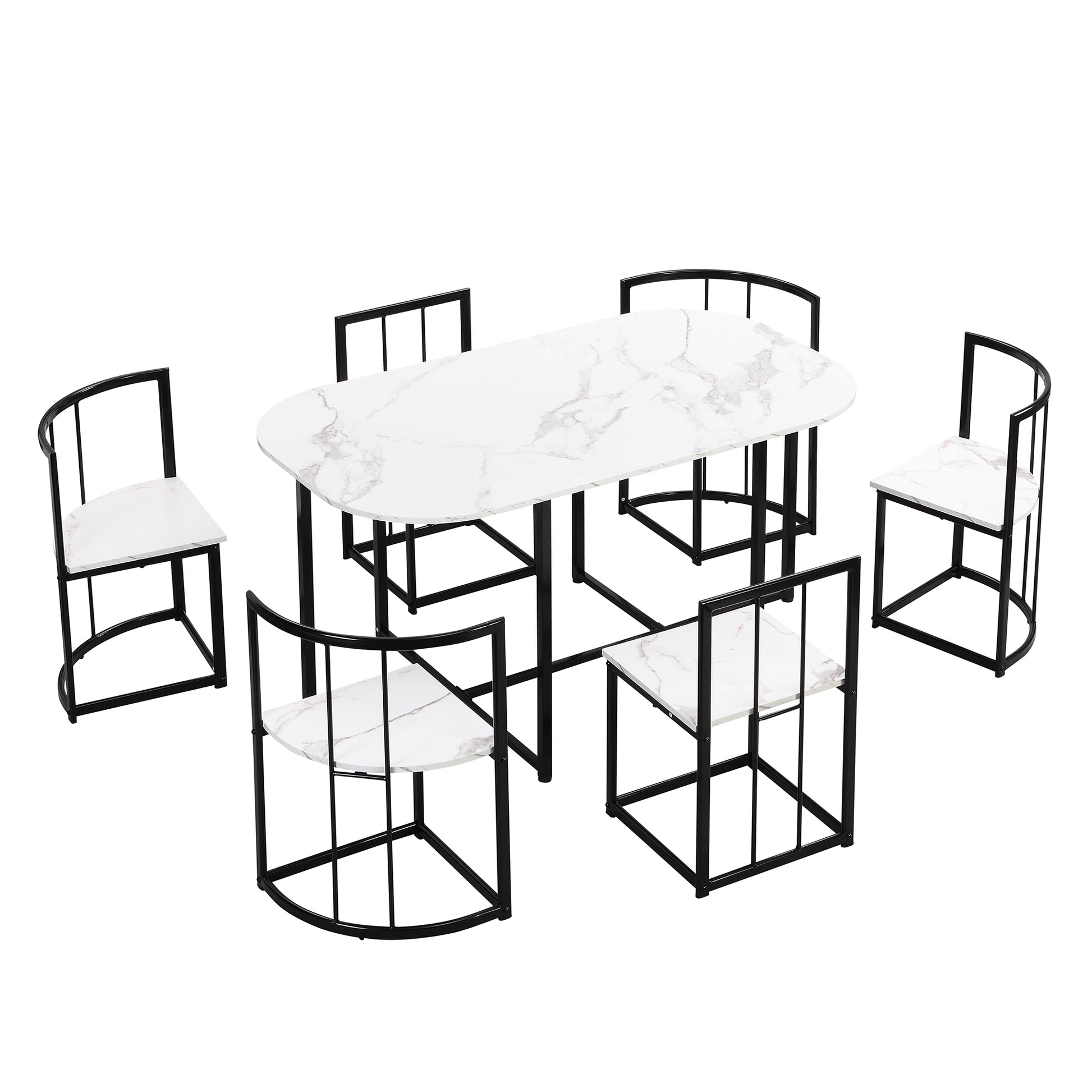 Furnistra Modern 7-Piece Marble Dining Set USA