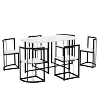 Furnistra Modern 7-Piece Marble Dining Set USA