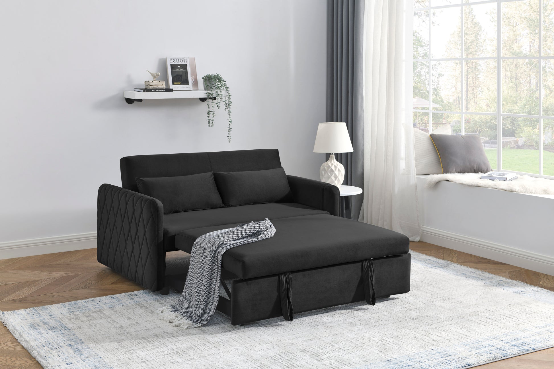 Furnistra Modern Convertible Sectional Sofa Bed with Storage Chaise USA