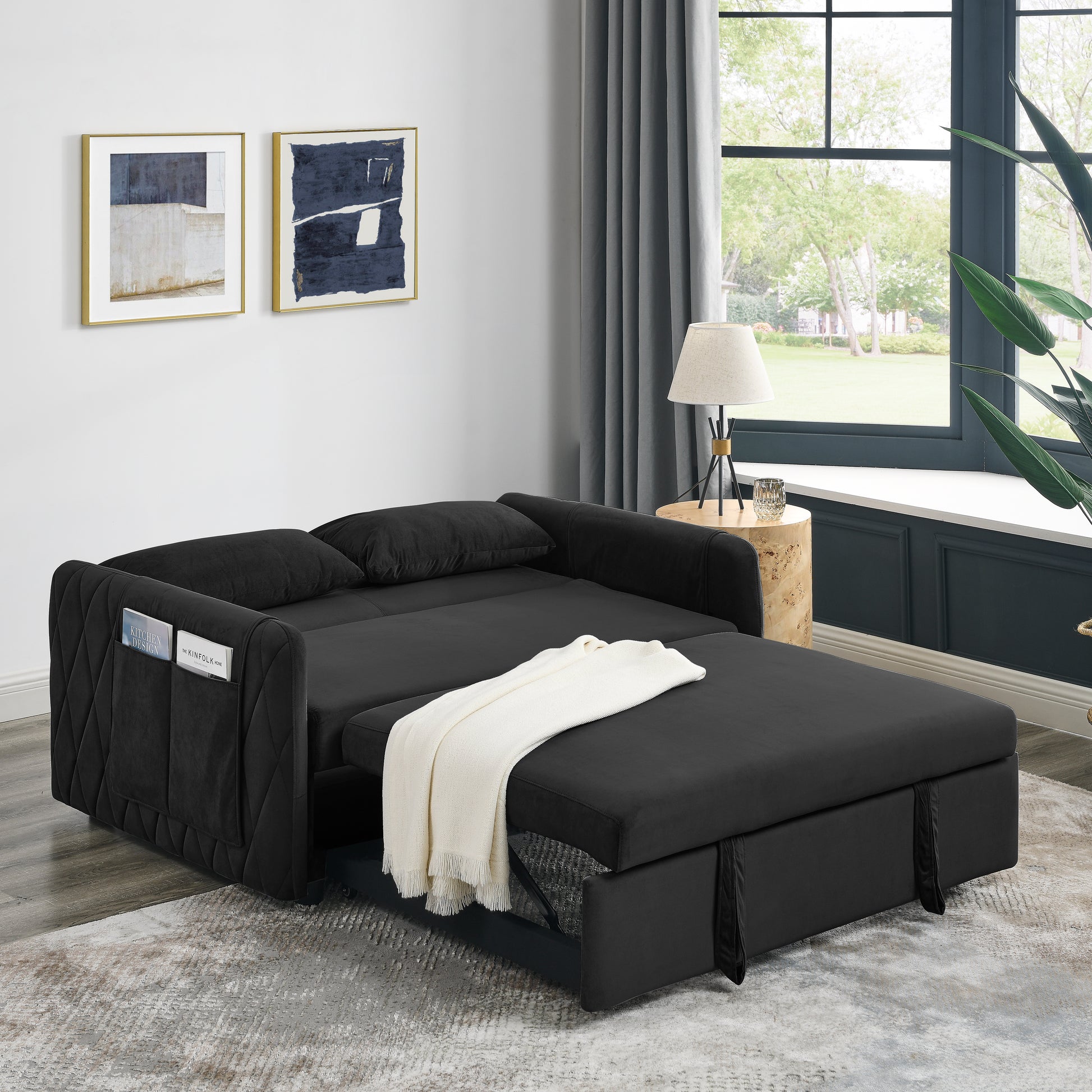 Furnistra Modern Convertible Sectional Sofa Bed with Storage Chaise USA