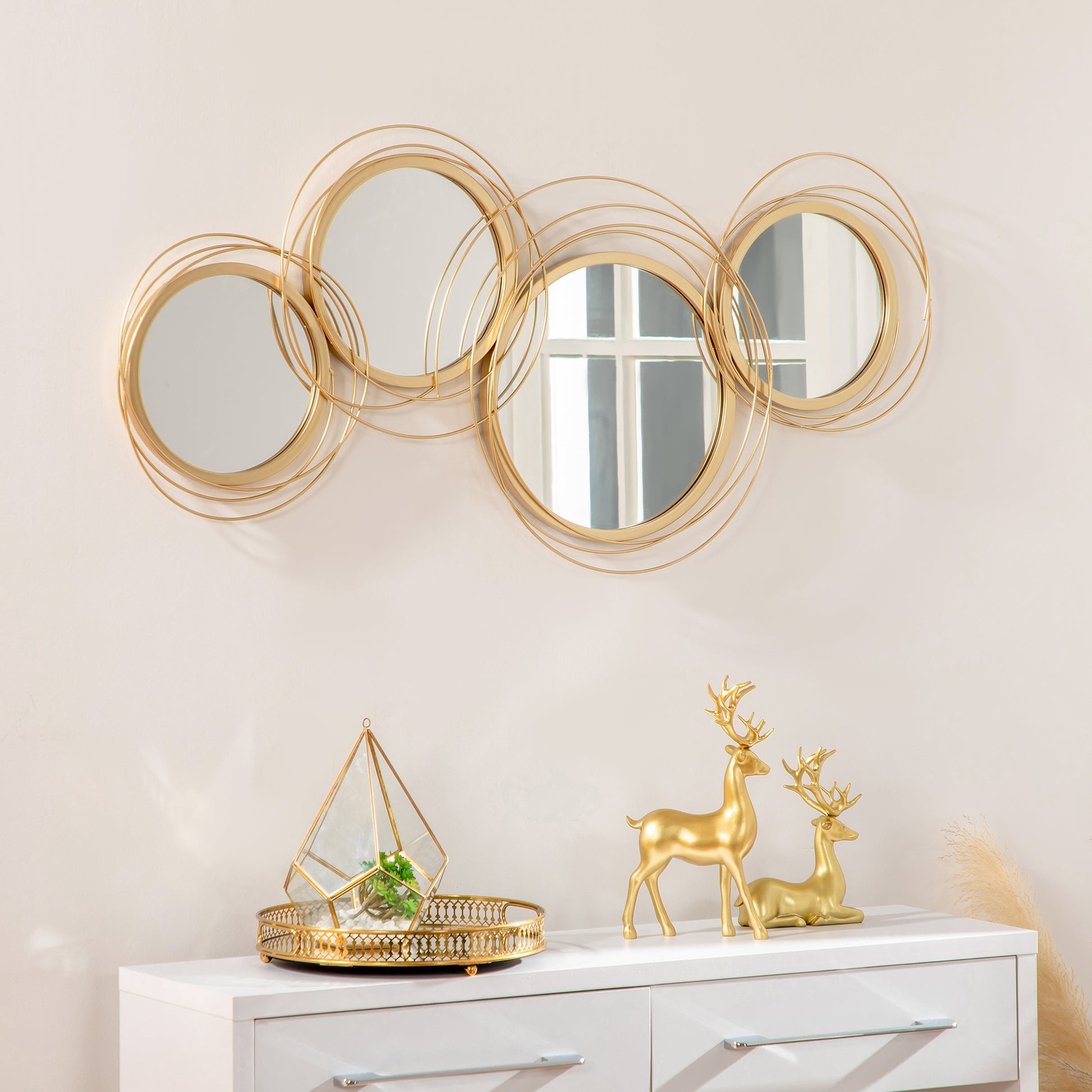 Furnistra Modern Geometric Metal Wall Mirrors - Decorative Home Accents USA