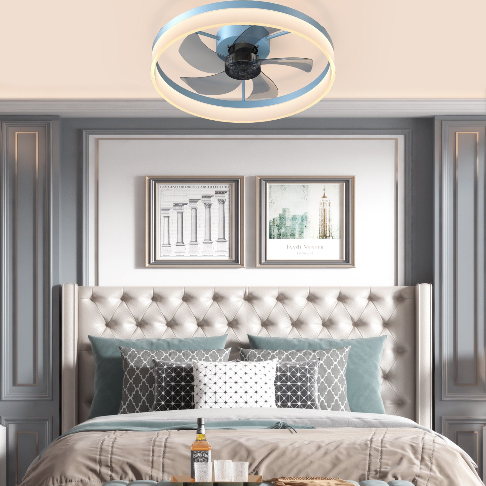 Furnistra Modern Low Profile Ceiling Fan with Dimmable LED Lights USA