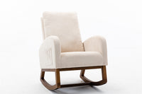 Furnistra Modern Rocking Chair with Wood Legs and Storage Pocket USA