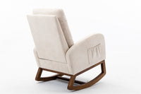 Furnistra Modern Rocking Chair with Wood Legs and Storage Pocket USA