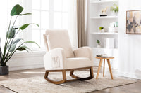 Furnistra Modern Rocking Chair with Wood Legs and Storage Pocket USA