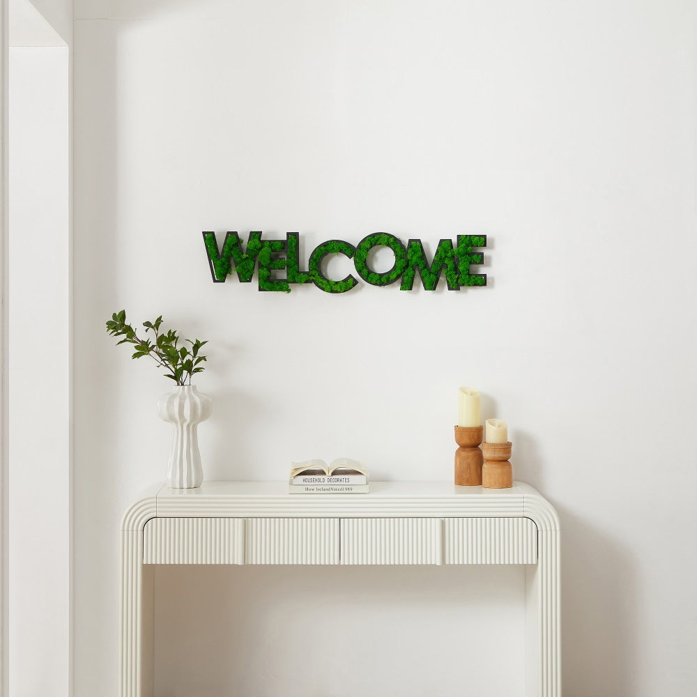 Furnistra Modern Welcome Wall Decor in Moss Green USA