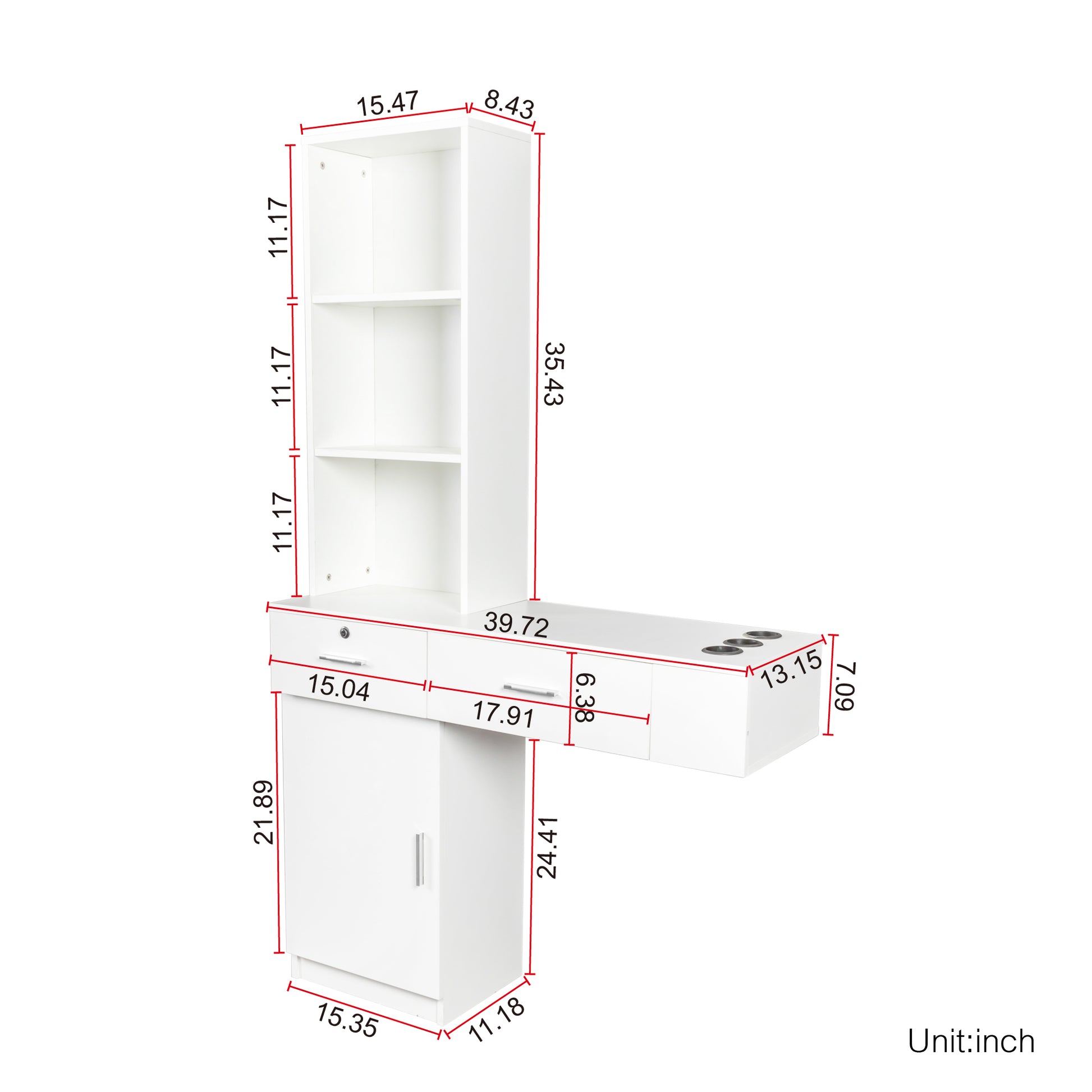 Furnistra Modern White Storage Desk with Shelves USA