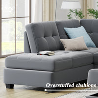 Furnistra Orisfur Modern L-Shaped Sectional Sofa with Reversible Chaise and Storage Ottoman USA