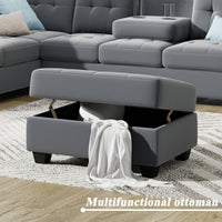 Furnistra Orisfur Modern L-Shaped Sectional Sofa with Reversible Chaise and Storage Ottoman USA