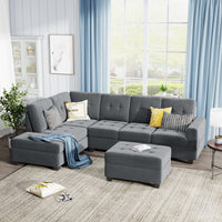 Furnistra Orisfur Modern L-Shaped Sectional Sofa with Reversible Chaise and Storage Ottoman USA