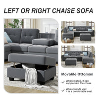 Furnistra Orisfur Modern L-Shaped Sectional Sofa with Reversible Chaise and Storage Ottoman USA