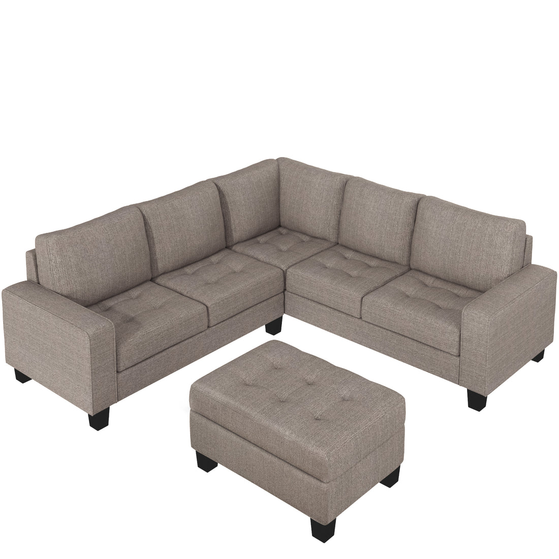 Furnistra Orisfur Modular L-Shaped Sectional Sofa with Storage Ottoman USA