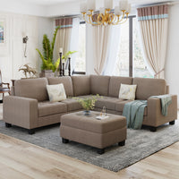 Furnistra Orisfur Modular L-Shaped Sectional Sofa with Storage Ottoman USA