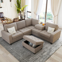 Furnistra Orisfur Modular L-Shaped Sectional Sofa with Storage Ottoman USA